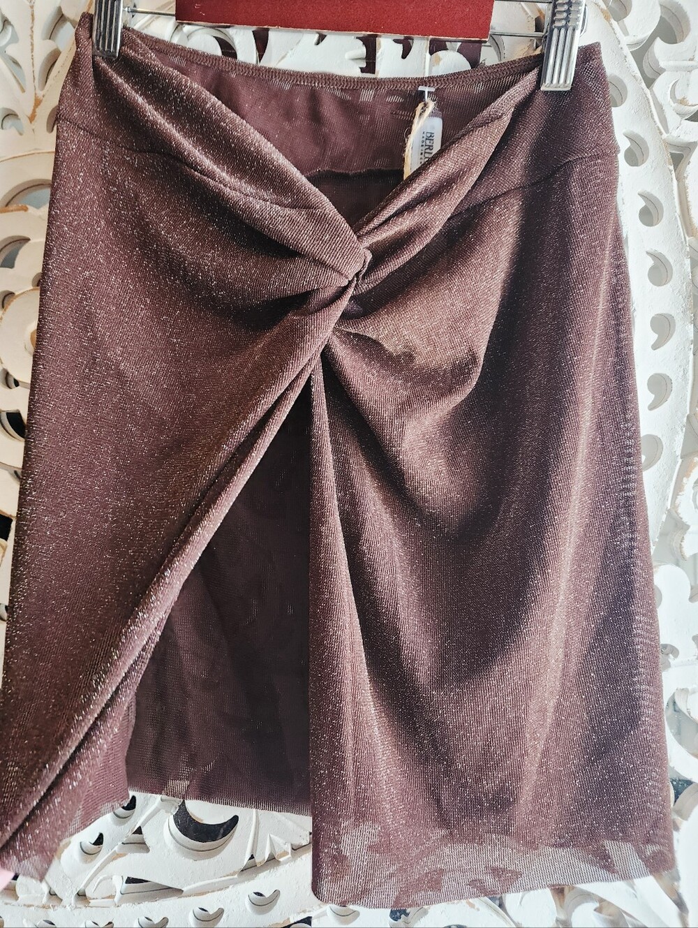 BERLOOK DARK COFFEE SHIMMER COVER UP SKIRT NWT WOMENS SIZE MEDIUM - Picture 6 of 16